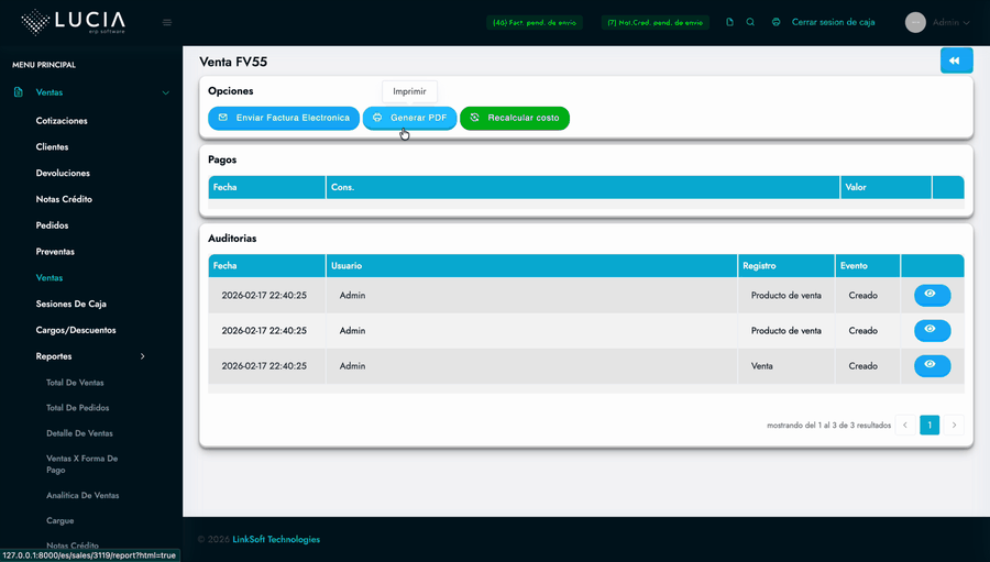 Enviar o Reenviar Factura Electrónica