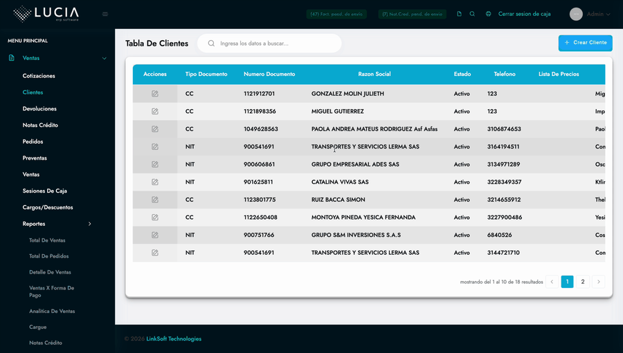 Opciones Principales del Módulo
