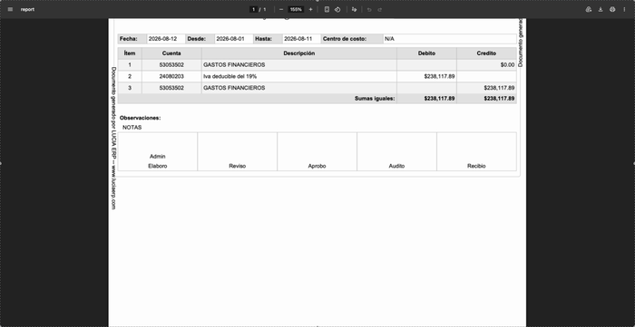 Finalización y reporte contable
